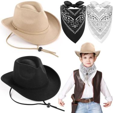 Imagem de Conjunto de chapéus de cowboy Xtinmee Kids Cowboy com bandanas, 4 peça