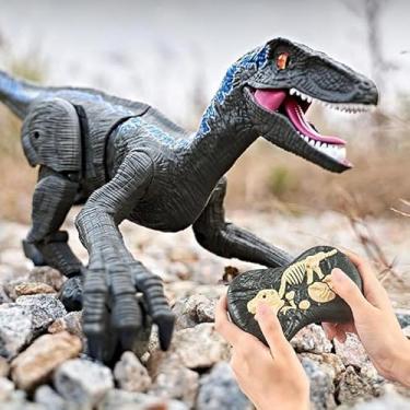 Imagem de Dinossauro Velociraptor De Controle Remoto, Brinquedo De Dinossauro Rc Com Luz E Som Led, Simulação De Caminhada Realista De 2,4 Ghz, Velociraptor Rugido Para Crianças