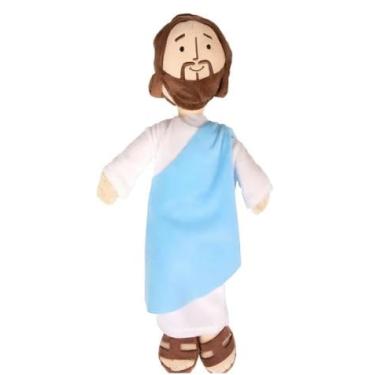 Imagem de Pelúcia Jesus Cristo 30cm – Manto – Fofa, Macia e Antialérgica (Azul)