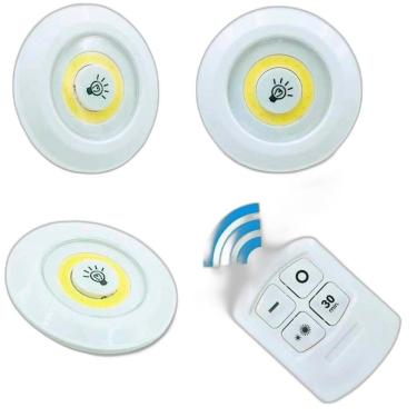 Imagem de Kit 3 Lampada Luminaria Led Spot Sem Fio Com Controle Remoto
