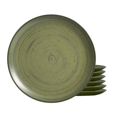 Imagem de Jogo 6 Pratos De Sobremesa Cerâmica 20Cm Kya Olive Alleanza