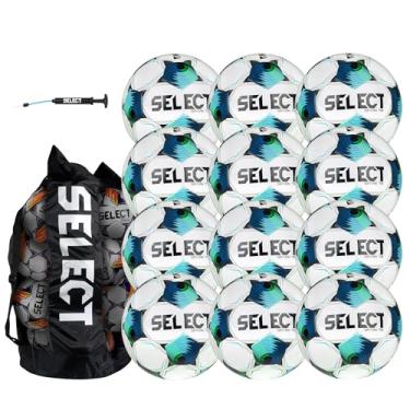 Imagem de SELECT Bola de futebol Spark TB NFHS, pacote com 12 com bolsa esportiva e bomba, NFHS branco/azul/verde, tamanho 5
