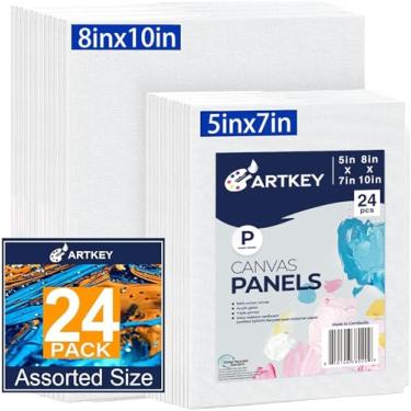 Imagem de Canvas Panels 24-Pack 5x7, 8x10 Inch, 10 oz Primed 100% Cotton Paint Canvases for Painting, White Blank Flat Canvas Boards for Acrylics Oil Watercolor Tempera Paint