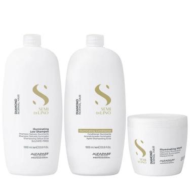 Imagem de Kit Alfaparf Semi Di Lino Diamond - Shampoo 1L + Condicionador 1L + Má