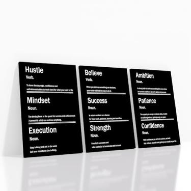 Imagem de 3 peças inspiradoras arte de parede em tela sinais motivacionais pintura imagem sucesso empreendedores citações cartazes impressão para casa quarto quarto adolescentes academia esticado e emoldurado