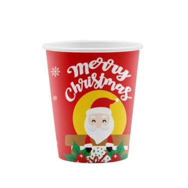 Imagem de Copos de papel de Natal, adereços de papel para fotos, conjunto de utensílios de mesa de Natal, copo descartável, decoração de festa Papai Noel (265 ml-Cups-1)