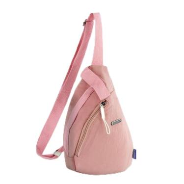 Imagem de Bolsa tiracolo pequena para mulheres, bolsa de peito elegante com alça ajustável, bolsas transversais de nylon para mulheres, viagens, uso diário, rosa, Medium