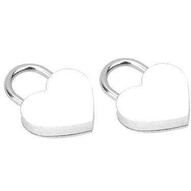 Imagem de AYNEFY Cadeado Em Forma de Coração, Cadeado Decorativo de Metal Com Chaves, Mini para Malas, Caixas de Joias, Diários (Branco)