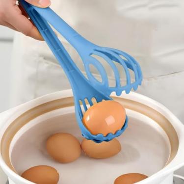 Imagem de Batedor de ovos 3 em 1, clipe de macarrão e clipe de comida - palito manual para mexer ovos e ferramenta de cozimento versátil para uso na cozinha - azul