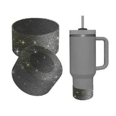 Imagem de 1 bota de silicone para copo Stanley Quencher H2.0 30/1,134 g, IceFlow 20/850.5 g & Hydro Flask 340.2-680.4 g - capa protetora inferior (glitter preto)