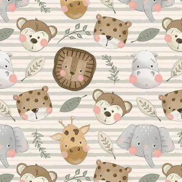 Imagem de Tecido Tricoline Digital Rostos Safári - Coleção Safári - Fuxicos e Fr