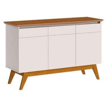 Imagem de Aparador Para Sala Buffet Classic 3 Portas Com Gaveta Off White Freijó - Imcal