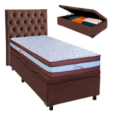 Imagem de Kit Cama Box Bau + Cabeceira + Colchão Solteiro Molas Ensacadas - Legaccy - Paropas