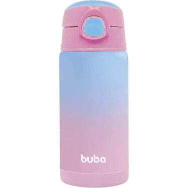 Imagem de Garrafa Colorida Termica Infantil Canudo Buba Aço Inox 400ml , Rosa e 
