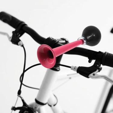 Imagem de Buzina de bicicleta, buzina de ar de metal vintage resistente às intempéries, serve para todas as bicicletas e motocicletas, sons altos (rosa)