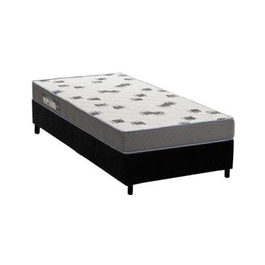 Imagem de Conjunto Box Solteiro Colchão Espuma Ortobom D33 Light Saúde + Base Crc Suede Black 78x188