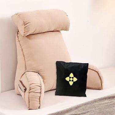 Imagem de Travesseiro de leitura ultraconfortável com bolsos de pescoço removíveis para apoio de braço - almofada de suporte lombar - almofada de apoio para descanso das costas/almofada de encosto para relaxar