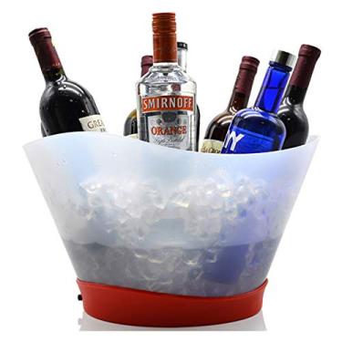 Imagem de Balde de gelo 12L Super Grande LED Balde de gelo carregável Champagne Wine Cooler Suporte para bebidas pode conter 7 garrafas de champanhe/13 cervejas engarrafadas de 330 ml Ótimo para bar em casa