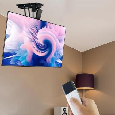 Imagem de Suporte de teto elétrico para TV - suporte de parede para TV, elevador suspenso oculto, suporte de TV elétrico com elevação automática, para TVs Sn planas e curvas de 81 a 70 cm, com controle remoto