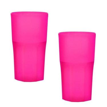 Imagem de Kit 2 Copos Roma Rosa Neon 360Ml Plástico Premium - Bb Store