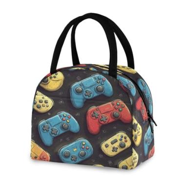 Imagem de Blueangle Lancheira isolada à prova de vazamento - Bolsa de almoço reutilizável com design de controlador de jogos de desenho animado, recipiente de alimentos compacto para escritório, viagens e