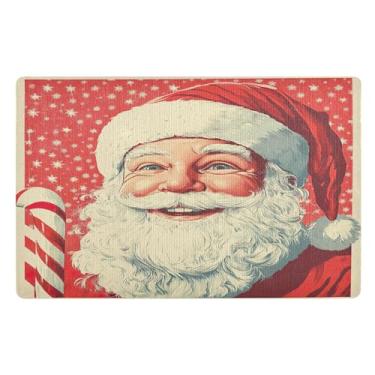 Imagem de SEHANY Tapete de porta de inverno Papai Noel Natal para todos os climas, impermeável, secagem rápida, bem-vindo, tapete de entrada antiderrapante, tapete decorativo de poliéster para entrada, varanda