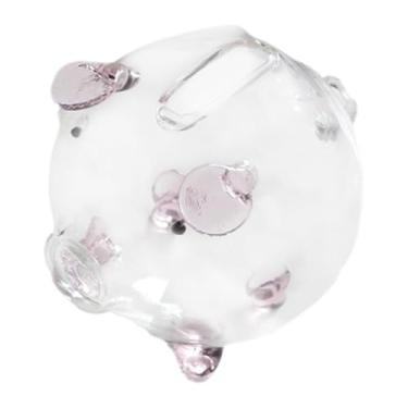 Imagem de Fenteer Cofrinho de vidro transparente em formato de porco, organizador de mesa para guardar dinheiro, ideal para aniversários, chá de bebê e Ano, Rosa 7x6.5cm