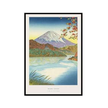 Imagem de Pôster Hasui Kawase Ohara Koson Impressões Katsushika Hokusai Pintura em Tela Onda Japonesa Arte de Parede Hiroshige Imagens para Decoração de Casa (SKU13,16 x 61 cm = (40 x 60 cm), Moldura preta)