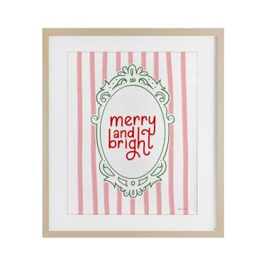 Imagem de Stupell Industries "Merry and Bright Ornate Border", Impressão emoldurada sob vidro, marrom, 13 x 16