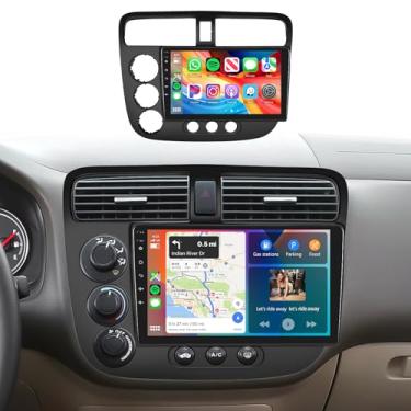 Imagem de Rádio de carro estéreo para Honda Civic 2001-2005 2 + 64G, tela sensível ao toque de 22.9 cm/Android 13/Wireless CarPlay/Android Auto/DSP EQ/Navegação GPS/WiFi/Bluetooth/FM/RDS/SWC/HD