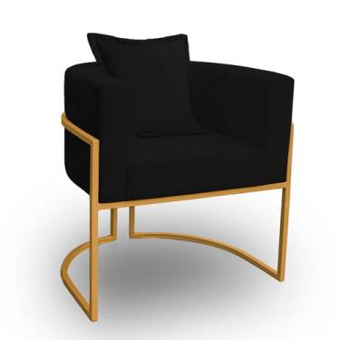 Imagem de Poltrona para Sala Base de Metal Dourada Reforçada Liz Veludo - LH Dec