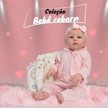 Imagem de Boneca Reborn Realista 100% Vinil 48cm Pode Dar Banho - Cegonha Reborn
