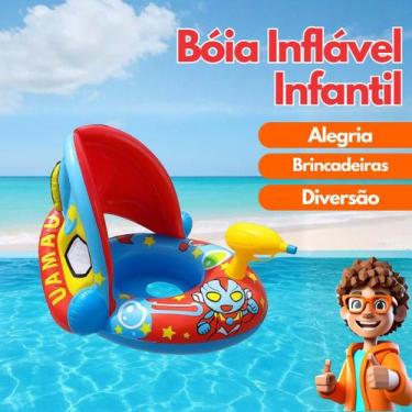 Imagem de Boia Inflável Infantil Bebê Super Man com Protetor Solar - Genérico