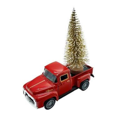 Imagem de Fenteer Estátua de caminhão em forma de árvore de Natal, enfeite natalino, estatueta colecionável, obra de arte em resina e madeira, escultura para escritório, Árvore de Ouro