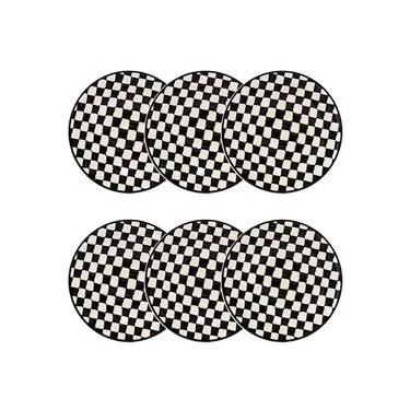 Imagem de Jogo 6 Pratos Fundos Cerâmica Oxford Unni Damas 20,5 Cm: Quadriculado