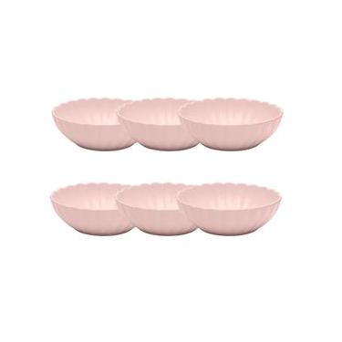 Imagem de Jogo 6 Pratos Fundos Porcelana Oxford Flora Dália 20 Cm: Rosa Suave 1L