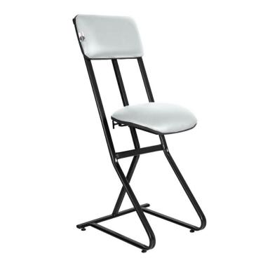 Imagem de Banqueta Alta Linha Security Assento Sintético Base Aço Encosto Altura Ajustável Cinza Claro Design Office Móveis