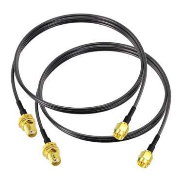 Imagem de SZSAUTO Cabo de extensão SMA fêmea para SMA macho 1 m 3 pés (pacote com 2) anteparo de montagem RG174 cabo de antena para roteador 4G LTE Gateway modem receptor Dongle SDR celular