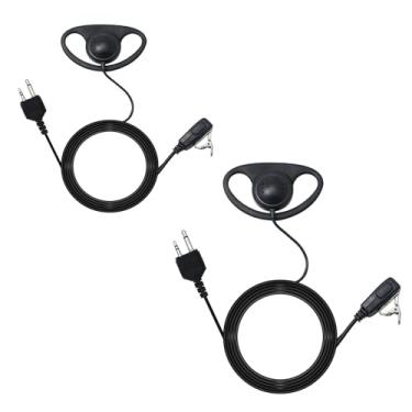 Imagem de Fone de ouvido Walkie Talkie com microfone PTT 2 pinos em forma de D compatível com rádios bidirecionais Midland LXT118 GXT1000VP4 LXT500VP3 LXT600VP3 LXT380 (pacote com 2)