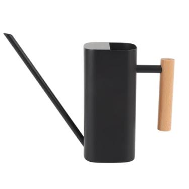 Imagem de TOPINCN Regador para Plantas de Interior, Vaso de Rega Interno de Aço Inoxidável de 35 Onças Com Bico Longo e Alça de Madeira, para Plantas de Casa, Jardim Ao Ar Livre, Flores (Preto 800ML)