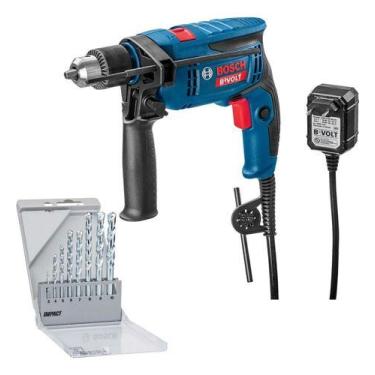 Imagem de Kit Furadeira Impacto Parafusadeira Bosch Gsb 13 Re 750w Bivolt E 8 Br