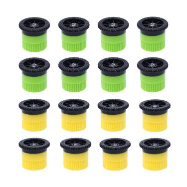 Imagem de Honoson 16 peças de cabeça de pulverizador pop-up de substituição de raio de arco variável de alta eficiência compatível com Rainbird, irrigador pop-up Hunter Orbit (van 10/12, amarelo, verde)
