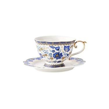 Imagem de Xícara de café de porcelana conjunto de xícara de café americano conjunto de chá europeu osso China cerâmica chá da tarde britânico flor xícara de chá pires conjuntos de xícara e pires domésticos
