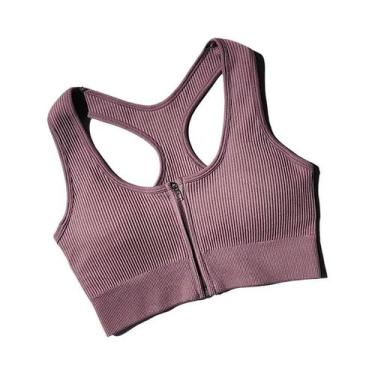 Imagem de Top Esportivo Feminino Com Zíper, Sutiã De Fitness, Roupas Para Academ