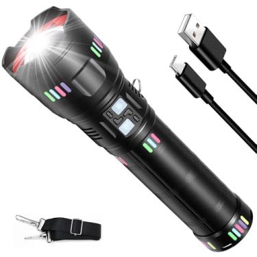 Imagem de Lanterna, Lanterna Tatica, Lanterna Recarregável, Lanterna Led, Lanterna Tática, Lanterna Potente de Longo Alcance, Lanterna Led Recarregavel, Lanternas, Equipamento exterior preto