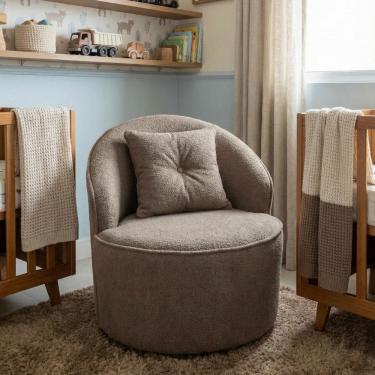 Imagem de Poltrona Orgânica Decorativa Confortável Amore Bouclê Cappuccino - Montanari`s Decor