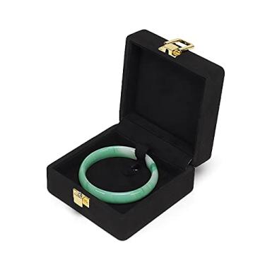 Imagem de Porta-joias, caixa de armazenamento para exibição de joias, anel de noivado, brincos, brincos, colar, pulseira, caixa de presente para aniversário, casamento, aniversário, exibição de joias pretas