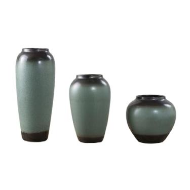 Imagem de Conjunto de três peças de vaso de cerâmica para quarto, mesa retrô, arranjos de flores secas, decoração para casa, sala de estar, escritório, armário de TV, restaurante