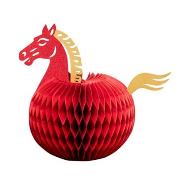 Imagem de IEUDNS Centro de mesa em forma de cavalo em formato de favo de mel, peça central versátil para decoração de mesa ou cabeceira. Enfeite de cavalo de papel em, 13cmx32cm a