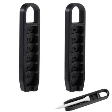 Imagem de 2 peças de ajustador de altura de camiseta de golfe, 6 configurações de precisão ajustável para elevador de ferramentas de elevação para balanços consistentes acessórios de treinamento (preto)